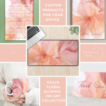 Peach Floral Alcohol Ink Art