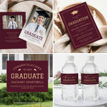 Classic Sporty Burgundy Gold Graduation Suite