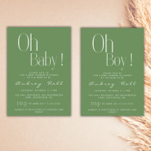 Oh Baby Minimalist Script Sage Green Baby Shower