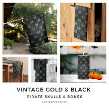 Vintage Gold And Black Pirate Skulls And Bones