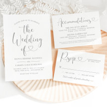 Modern Silver Heart Script Wedding Suite