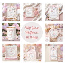 Silly Goose Pink Gingham Widflower Girl Birthday