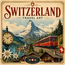 Vintage Switzerland Travel Art