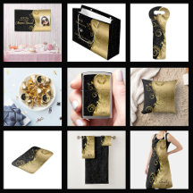 Luxury Gold and Black Damask Swirls Collection