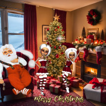 Santa Claus and elves after work.