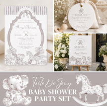 Neutral Toile De Jouy Baby Shower Set