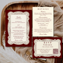 Burgundy & Ivory Vintage Lace Romantic Wedding