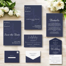 Chic Navy Blue White Monogram Wedding Collection