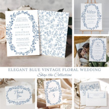 Elegant Vintage Victorian Blue Floral Wedding