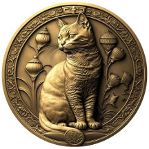 Gold cat medallion