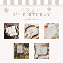 Silly Goose 1st Birthday Green Stripes 