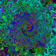 Marbled Blue and Aquamarine Abstract Retro Swirl