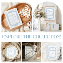 Elegant Dusty Blue Baroque Baby Shower