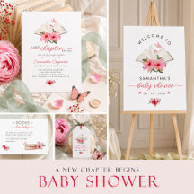A new chapter begins floral pink green gingham 