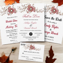 Elegant Burgundy Leaves Fall Wedding Collection