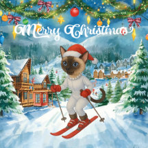 Ski  Christmas themed for Siamese Cat lovers