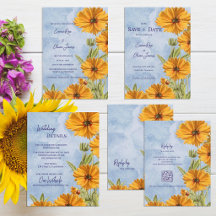 Watercolor Sunflower Wedding Stationery Suite