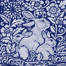 BLUE and WHITE RABBIT, ANIMAL CABINET KNOBS, PULLS