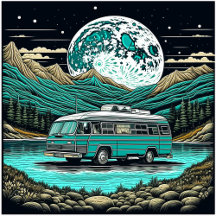 Teal and Black Retro Nostalgic RV Camper 