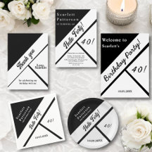 Elegant Modern Black And White Stylish Birthday
