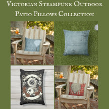 Victorian Steampunk Outdoor Patio Pillows