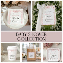 Coquette Pink Bow Stripe Girl Baby Shower