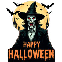 Halloween Horror Witch with Red Eyes