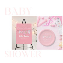 Cute Pink Girl Baby Shower Laundry Clothesline