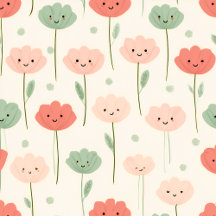 Personalized Cute Kawaii Pastel Smiling Flower 