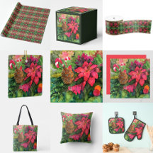 Christmas Poinsettia Original Watercolor Painting