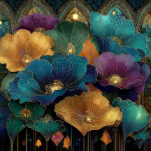 NIght Garden on Venus - Fantasy Poppy Garden