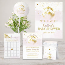Gold and Blush Pink Moon and Stars Baby Shower