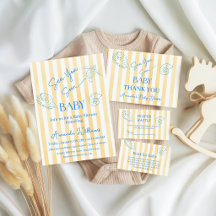 Coastal Yellow Stripes Sea You Soon Baby Shower