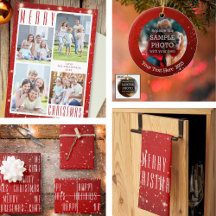 Christmas Simple Red White Cards, Gifts & Decor