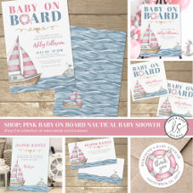 Baby On Board Girl Pink Nautical Baby Shower