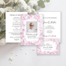 Pink Hydrangea Watercolor Funeral Memorial