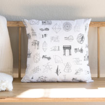 Vintage Science Illustrations Black White Pattern