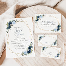 Navy and Blue Flowers Bridal Shower Collection
