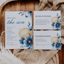 Here Comes the Son Blue Floral Baby Shower