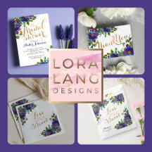 Blue Purple Floral Bridal Shower Collection