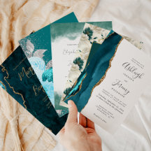 Teal and Turquoise Wedding Invitations