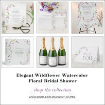 Elegant Wildflower Watercolor Floral Bridal Shower
