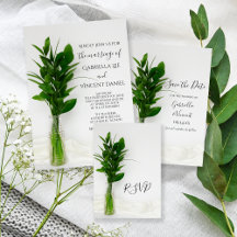 Greenery on White Wedding Stationery