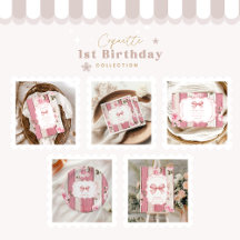 Cute Bow Floral Fancy ONE Girl 1st Birthday 