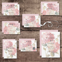 Modern Pink Blush Hydrangea Wedding Suite