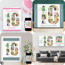 16th Birthday Photo Collage Numbers