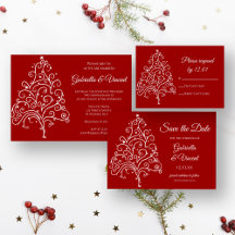 Red Christmas Tree Winter Wedding Stationery