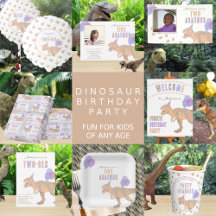 Dinosaur Birthday Party T-Rex Tan Cute For Kids