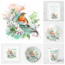 Spring Watercolor Robin - Birthday Party and Gifts