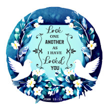 Love One Another Blue and White Doves